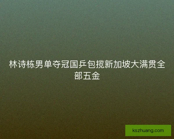 林诗栋男单夺冠国乒包揽新加坡大满贯全部五金